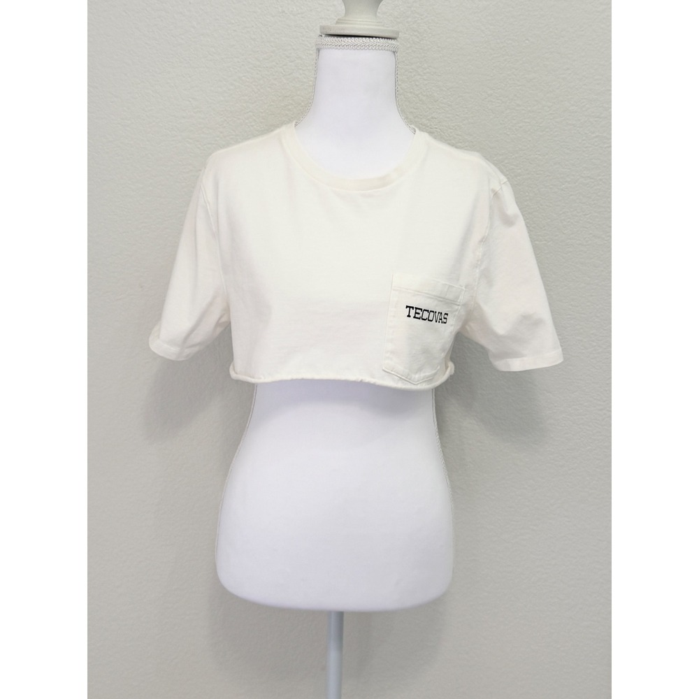 Tecovas Texas Map Graphic Cropped Pocket T-Shirt White Small